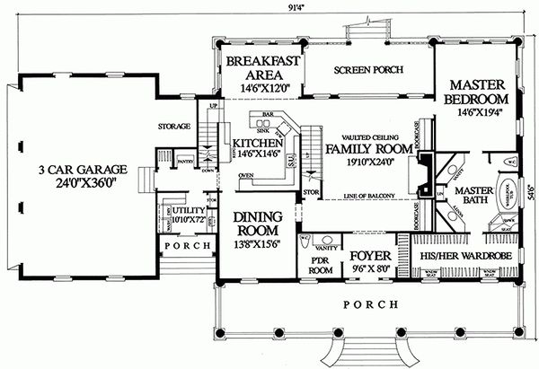 Main Level Floor Plan - 3300 square foot Country home