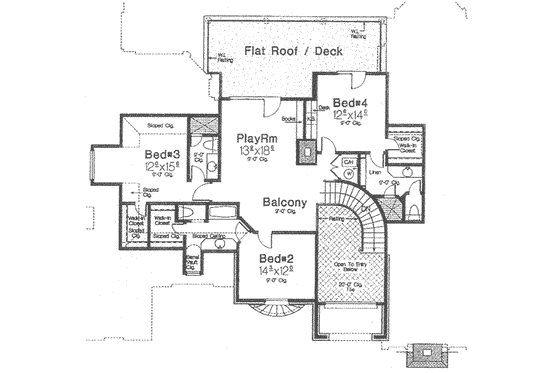 Floor Plan - Upper Floor for European House Plan #310-521 - 5 bed, 5.5 bath