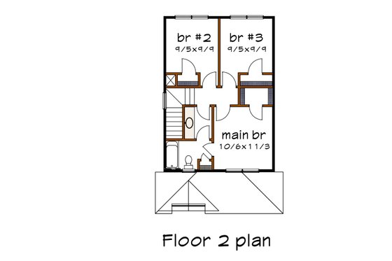 Floor Plan - Upper Floor for Farmhouse House Plan #79-124 - 3 bed, 1.5 bath