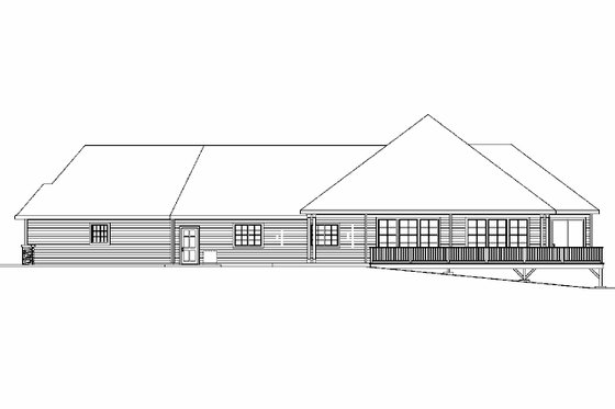 Exterior - Rear Elevation for Country House Plan #124-670 - 4 bed, 3.5 bath