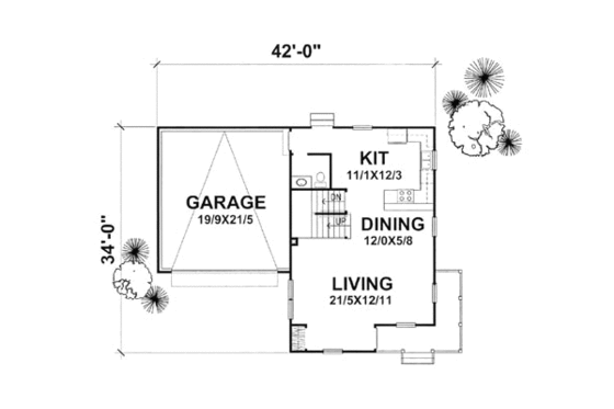 Floor Plan - Main Floor for Victorian House Plan #50-136 - 3 bed, 2.5 bath