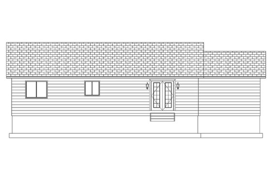Exterior - Rear Elevation 3 for Ranch House Plan #1060-3 - 2 bed, 1 bath