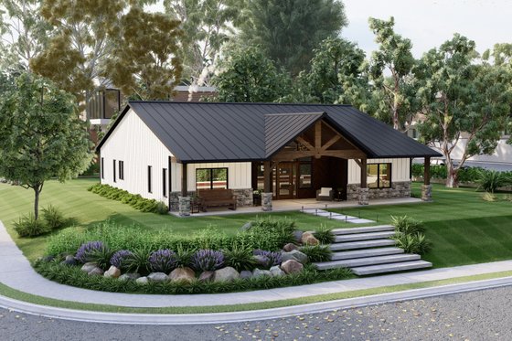 Exterior - Front Elevation 17 for Ranch House Plan #1064-191 - 3 bed, 2 bath