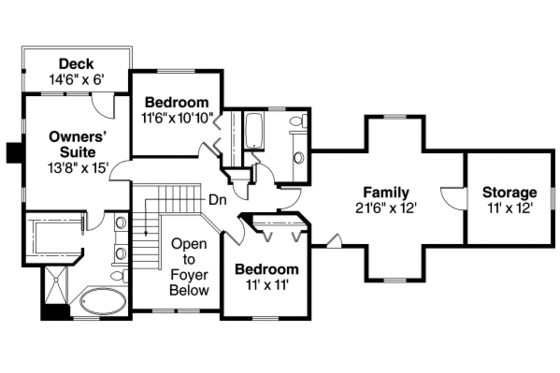 Floor Plan - Upper Floor for Traditional House Plan #124-627 - 3 bed, 2.5 bath