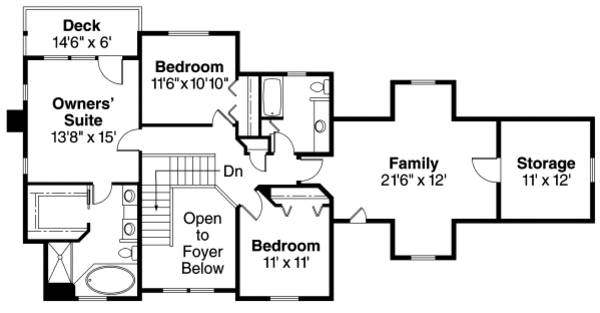 House Design - Traditional Floor Plan - Upper Floor Plan #124-627