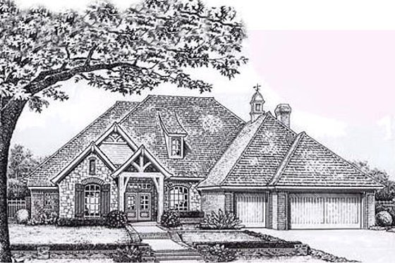 Exterior - Front Elevation for European House Plan #310-849 - 4 bed, 3 bath