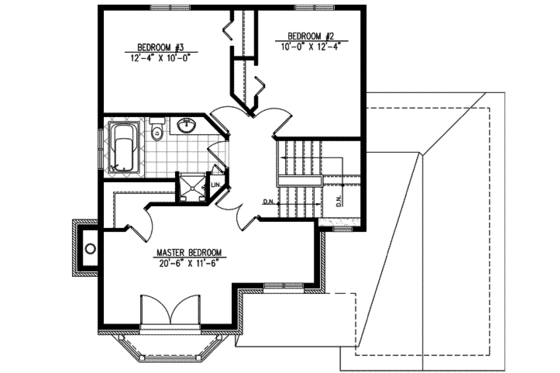 Floor Plan - Upper Floor for Cottage House Plan #138-137 - 3 bed, 1.5 bath
