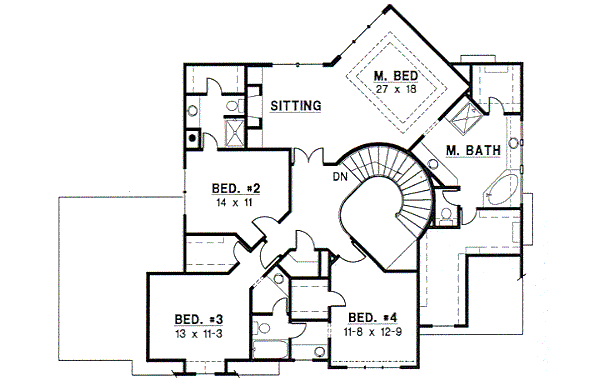 European Floor Plan - Upper Floor Plan #67-263