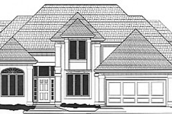 Exterior - Front Elevation for European House Plan #67-706 - 4 bed, 3 bath