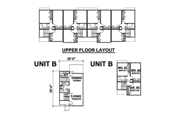 Floor Plan - Upper Floor for Traditional House Plan #50-265 - 3 bed, 1 bath