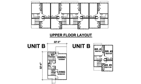 Floor Plan - Upper Floor for Traditional House Plan #50-265 - 3 bed, 1 bath