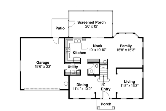 Floor Plan - Main Floor for Mediterranean House Plan #124-428 - 3 bed, 2.5 bath