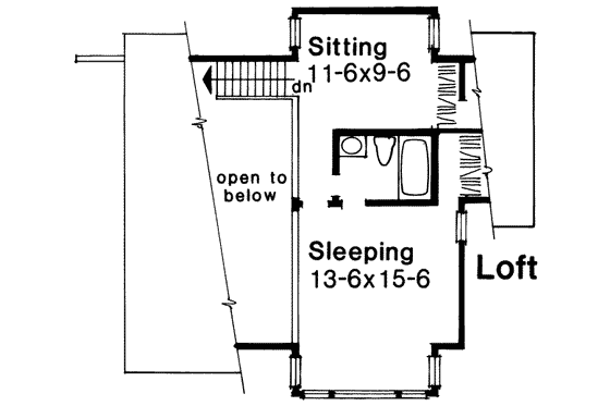 Floor Plan - Upper Floor for Modern House Plan #320-102 - 1 bed, 2 bath
