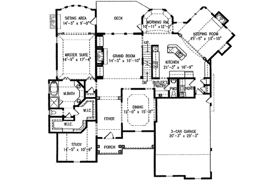 Floor Plan - Main Floor for European House Plan #54-160 - 4 bed, 3.5 bath