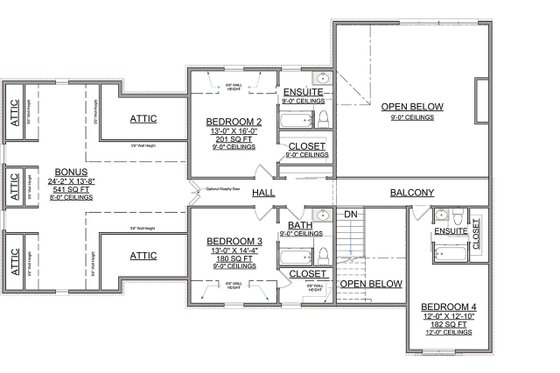 Floor Plan - Upper Floor for Modern House Plan #1116-54 - 4 bed, 4.5 bath