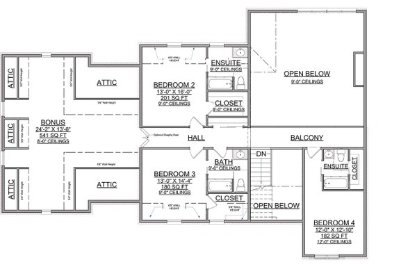 Dream House Plan - Floor Plan - Upper Floor for Modern House Plan #1116-54 - 4 bed, 4.5 bath