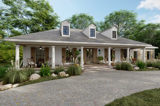 Exterior - Front Elevation 3 for Southern House Plan #1094-7 - 3 bed, 2 bath