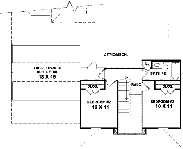 Traditional Floor Plan - Upper Floor Plan #81-465