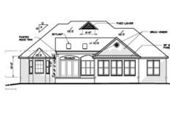 Exterior - Rear Elevation for Mediterranean House Plan #15-253 - 3 bed, 2.5 bath