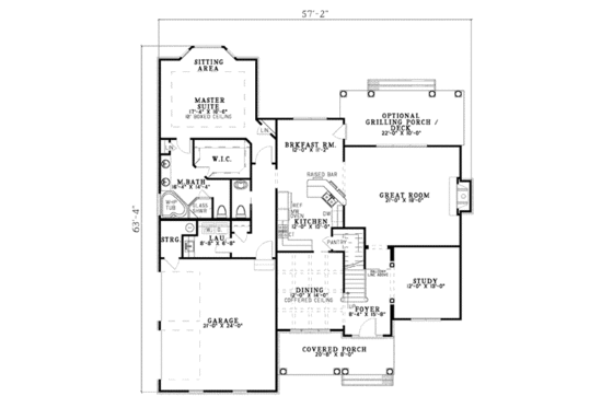 Floor Plan - Main Floor for Traditional House Plan #17-401 - 4 bed, 3.5 bath