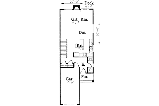 Floor Plan - Main Floor for Traditional House Plan #303-447 - 3 bed, 2.5 bath