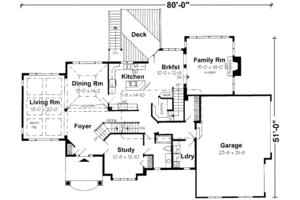 Floor Plan - Main Floor for Traditional House Plan #312-467 - 4 bed, 3 bath