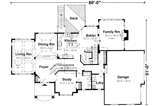 Floor Plan - Main Floor for Traditional House Plan #312-467 - 4 bed, 3 bath
