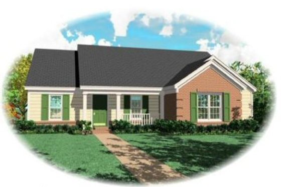 Exterior - Front Elevation for Ranch House Plan #81-261 - 4 bed, 2 bath