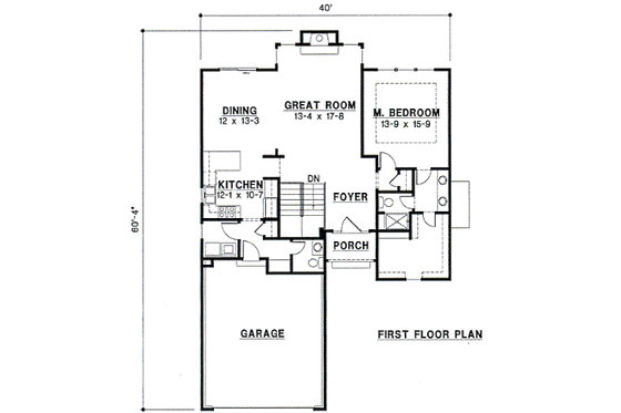 Floor Plan - Main Floor for Traditional House Plan #67-690 - 3 bed, 2 bath