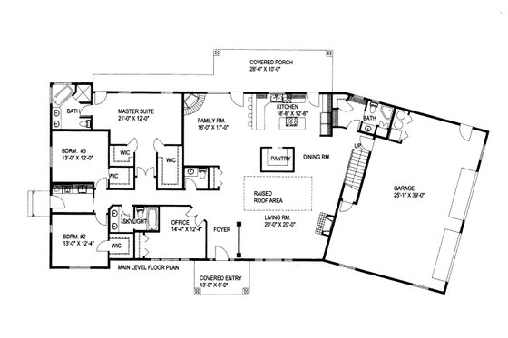 Floor Plan - Main Floor for Ranch House Plan #117-1096 - 3 bed, 3.5 bath