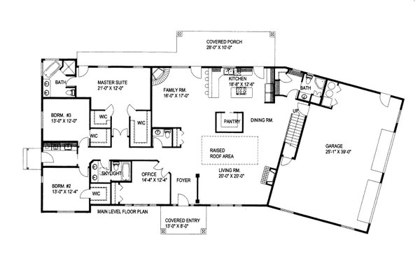 Floor Plan - Main Floor for Ranch House Plan #117-1096 - 3 bed, 3.5 bath
