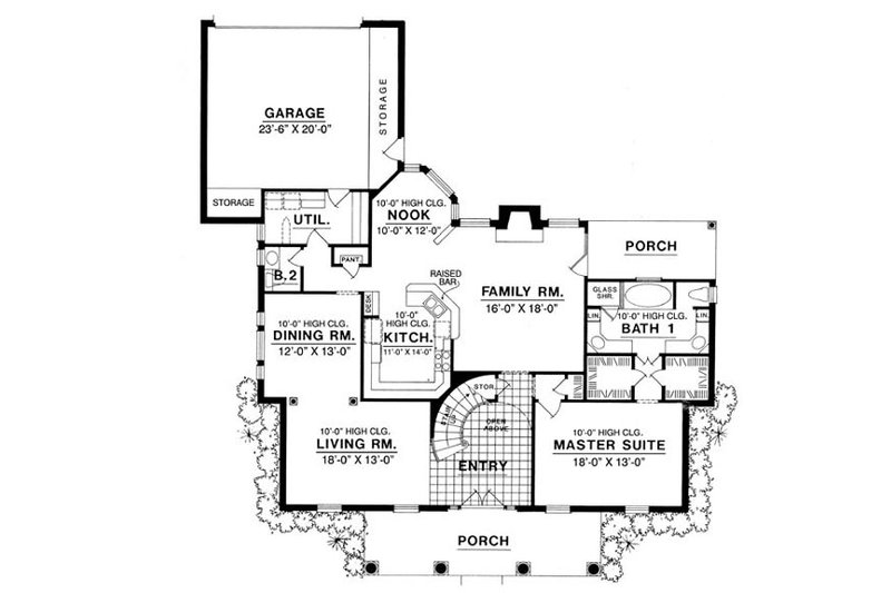 Home Plan - Floor Plan - Main Floor for Colonial House Plan #40-190 - 4 bed, 3.5 bath