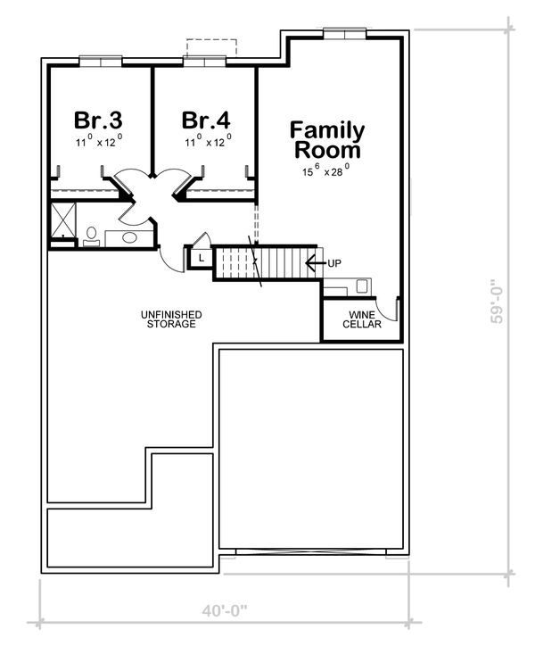 Architectural House Design - Craftsman Floor Plan - Lower Floor Plan #20-2455