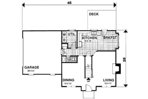 Floor Plan - Main Floor for Colonial House Plan #56-131 - 3 bed, 2.5 bath