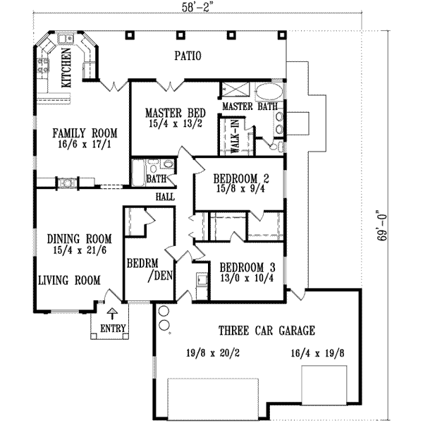 Adobe / Southwestern Floor Plan - Main Floor Plan #1-747