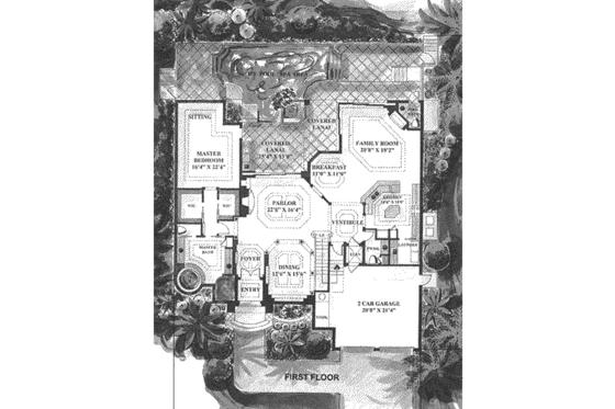 Floor Plan - Main Floor for Mediterranean House Plan #27-232 - 4 bed, 6 bath