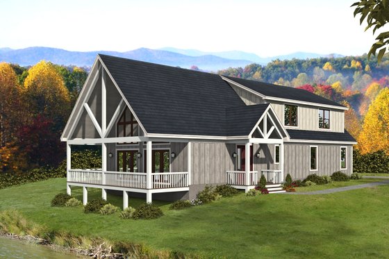 Exterior - Front Elevation for Cabin House Plan #932-604 - 3 bed, 2.5 bath