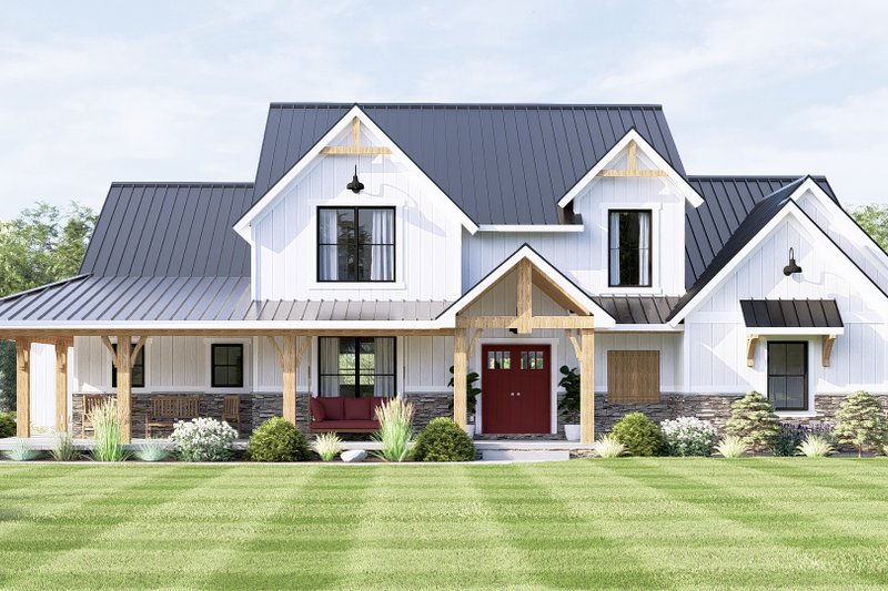 Architectural House Design - Exterior - Front Elevation 3 for Farmhouse House Plan #1064-101 - 3 bed, 2.5 bath