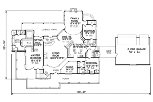 Floor Plan - Main Floor for Country House Plan #65-203 - 5 bed, 4 bath