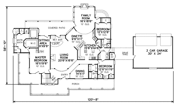 Country Floor Plan - Main Floor Plan #65-203