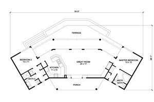 Floor Plan - Main Floor for Contemporary House Plan #140-157 - 2 bed, 2 bath