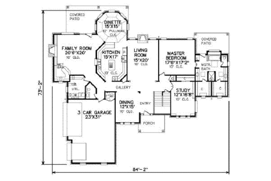 Floor Plan - Main Floor for European House Plan #65-167 - 5 bed, 3.5 bath