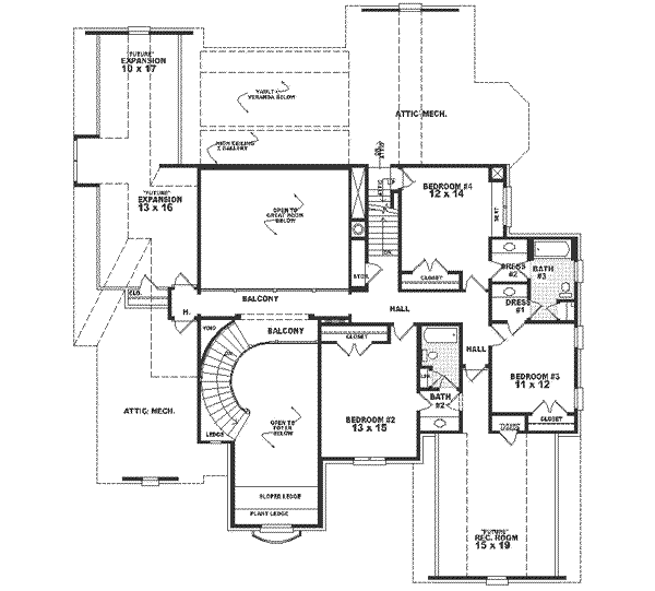 European Floor Plan - Upper Floor Plan #81-402