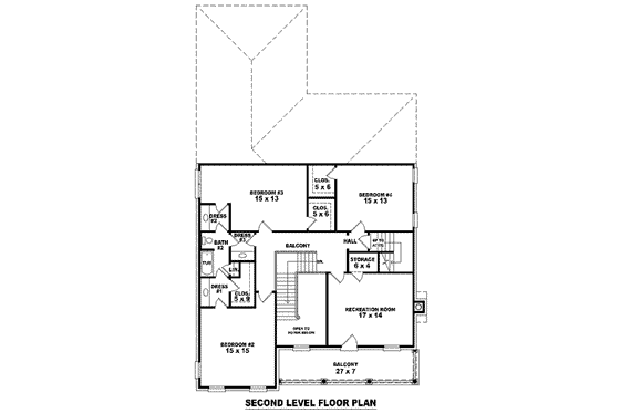 Floor Plan - Upper Floor for Colonial House Plan #81-1524 - 4 bed, 2.5 bath