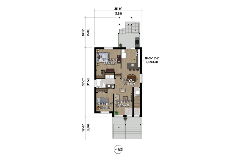 House Blueprint - Floor Plan - Main Floor for Farmhouse House Plan #25-5001 - 6 bed, 3 bath