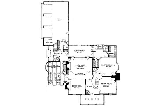Floor Plan - Main Floor for Southern House Plan #137-218 - 4 bed, 4 bath