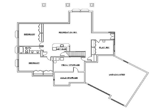 Floor Plan - Lower Floor for European House Plan #5-271 - 4 bed, 3.5 bath