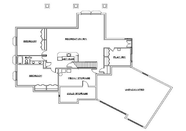 House Plan Design - European Floor Plan - Lower Floor Plan #5-271