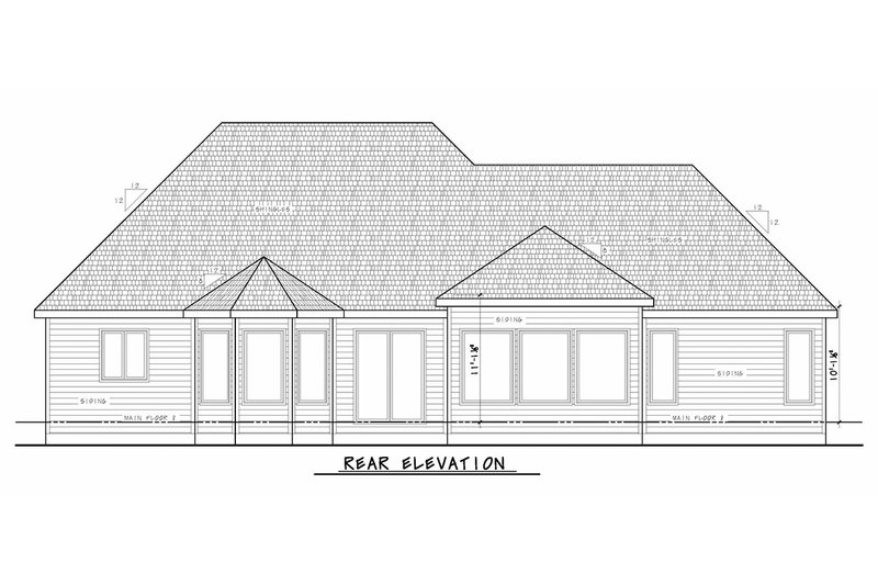 Dream House Plan - Exterior - Rear Elevation for Ranch House Plan #20-2305 - 1 bed, 1.5 bath