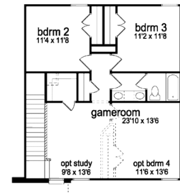 Home Plan - Traditional Floor Plan - Upper Floor Plan #84-364